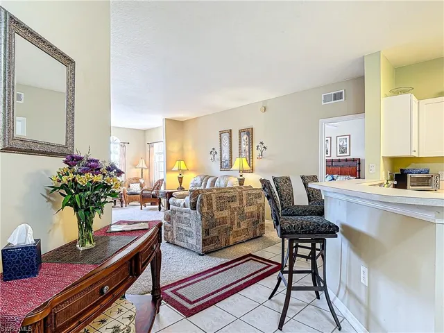 View of tiled living room