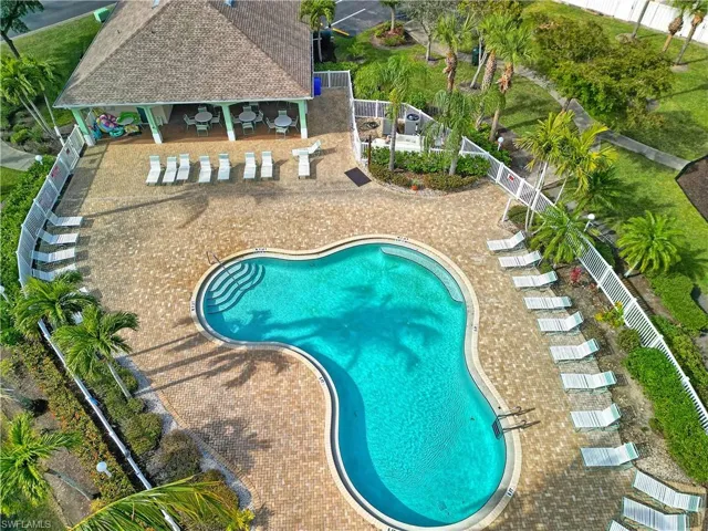 View of Forest Lake pool with a gazebo and a patio area