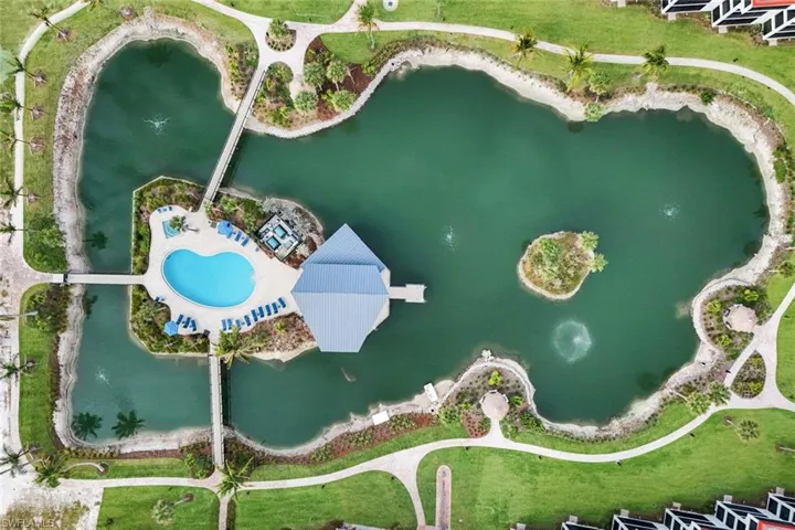 Aerial view of a large body of water