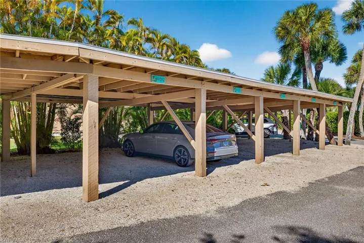 View of covered parking lot