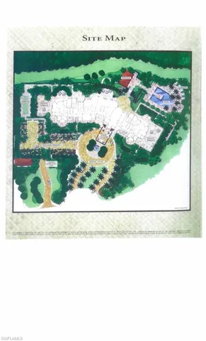 Lesina Site Map - Arrival Court, Porte Cochere, Pool, Spa, Cabanas, Pavillion with Grills, Lawn Terrace, Trellised Parking, Garage Access