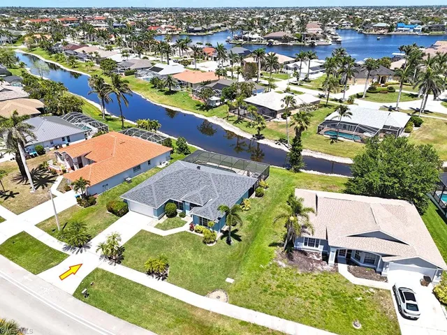 Aerial with water view & basin