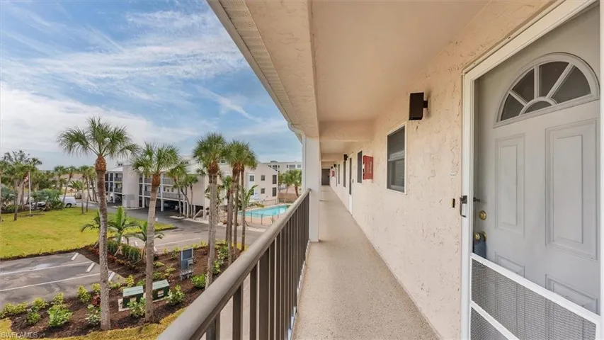 Entry with view of pool area