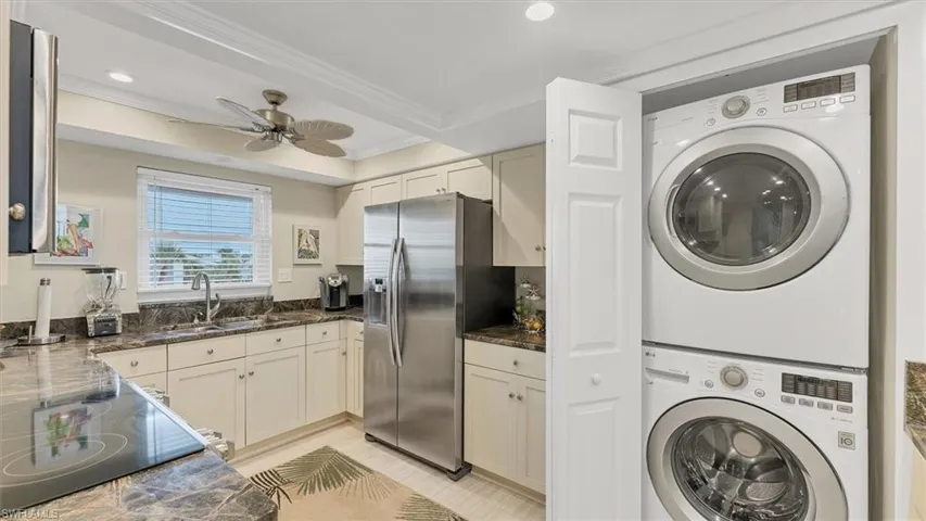 Hidden laundry in kitchen