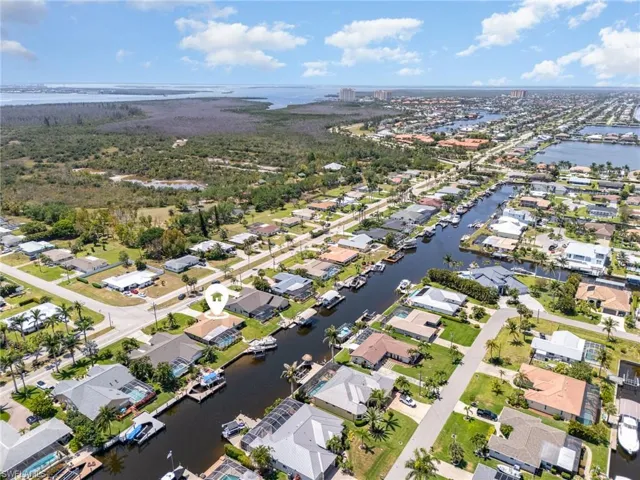 Bird's eye view with a residential view and a water view
