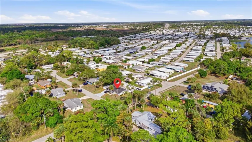 Aerial perspective of suburban area