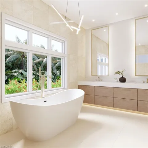 Master Bath with double vanity, separate tub and shower