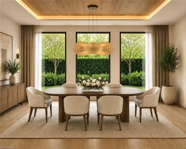 Rendering of the Dining Room (actual furnishings)