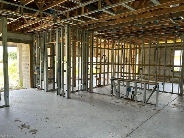Great room looking at kitchen and island