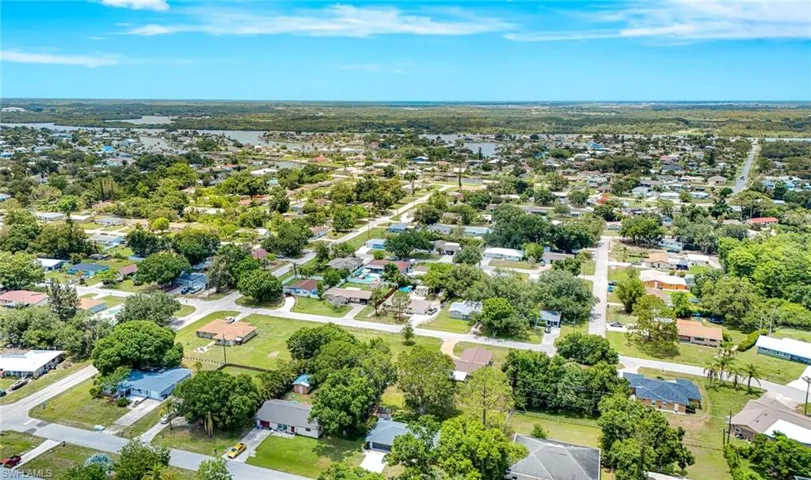Aerial perspective of suburban area