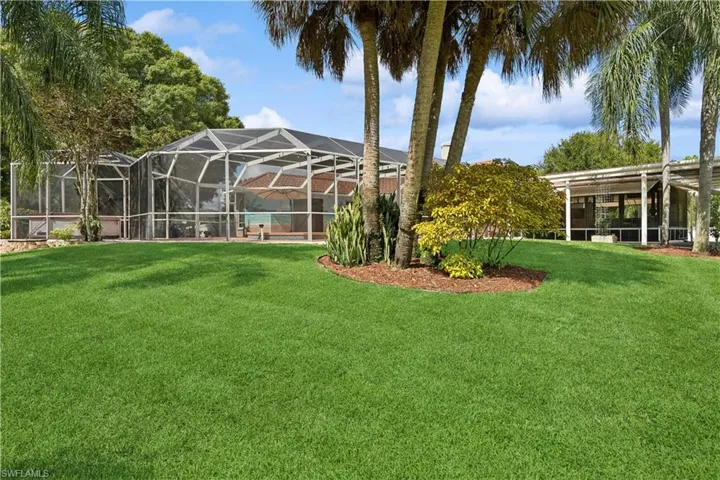 Backyard with lush landscaping