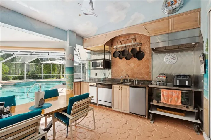 Outside chef's delight kitchen with granite counters