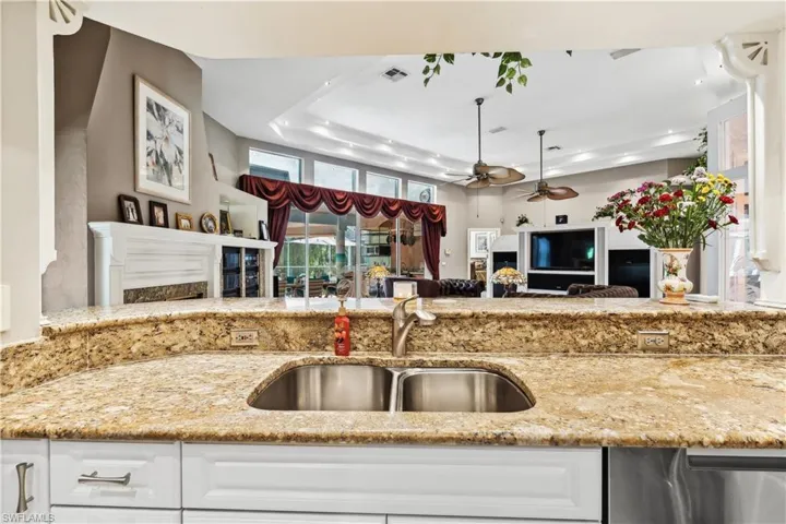 Kitchen with double sink/view of great room
