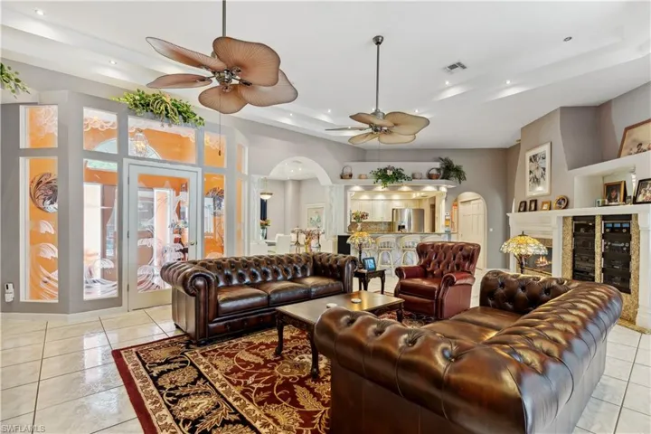 Great room with beautiful tile floors throughout