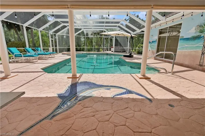 Screened lanai with stamped concrete deck