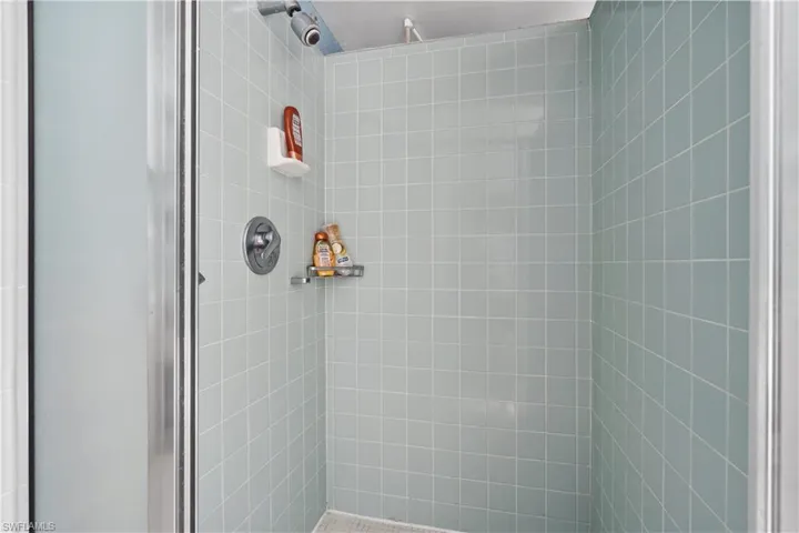 Bathroom with a tile shower