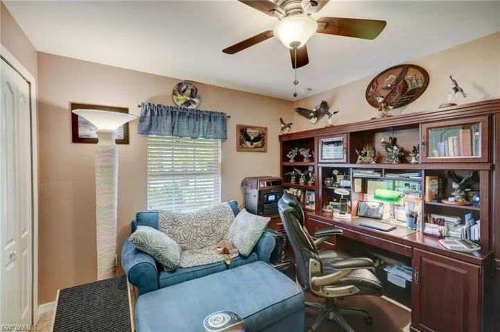 Office space with a ceiling fan