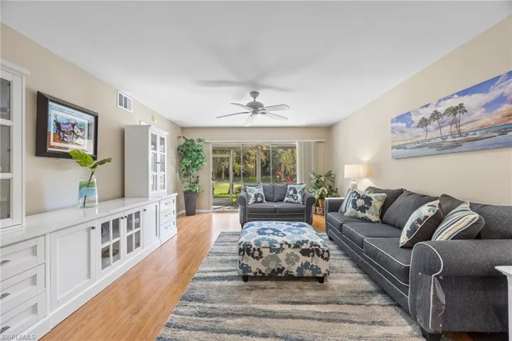 Living room with view of lanai