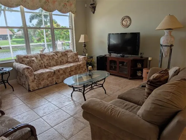 View of tiled living area