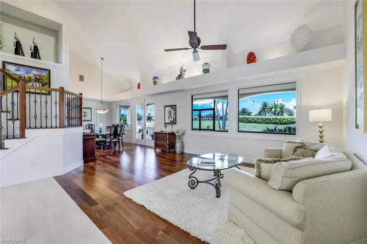 This is one of 2 living areas. Brazilian wood floors.
