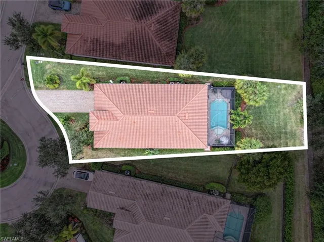 Aerial view of property's location featuring property parcel outlined