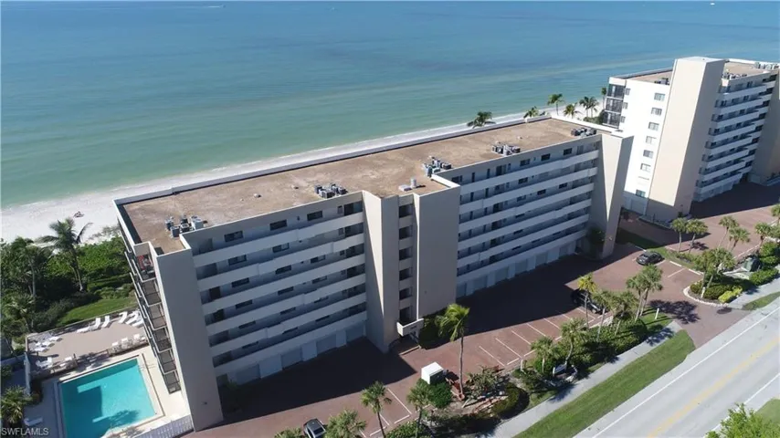 Aerial views from the south east of the Bayshores at Vanderbilt Beach with Gulfshores on the right.