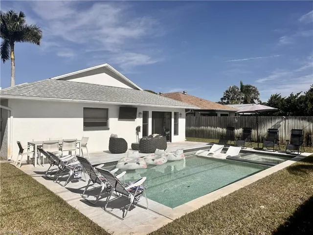 View of pool with a patio area and a fenced backyard
