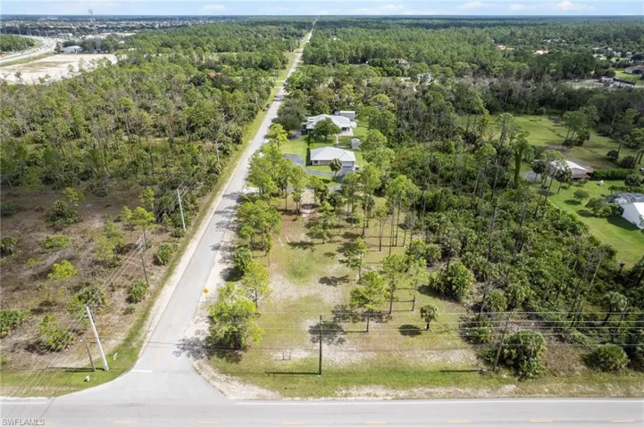 Aerial view of a heavily wooded area