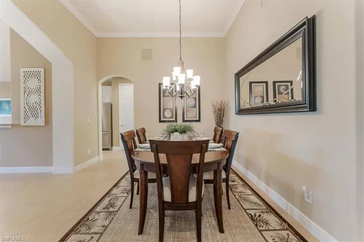 Tastefully furnished dining area.