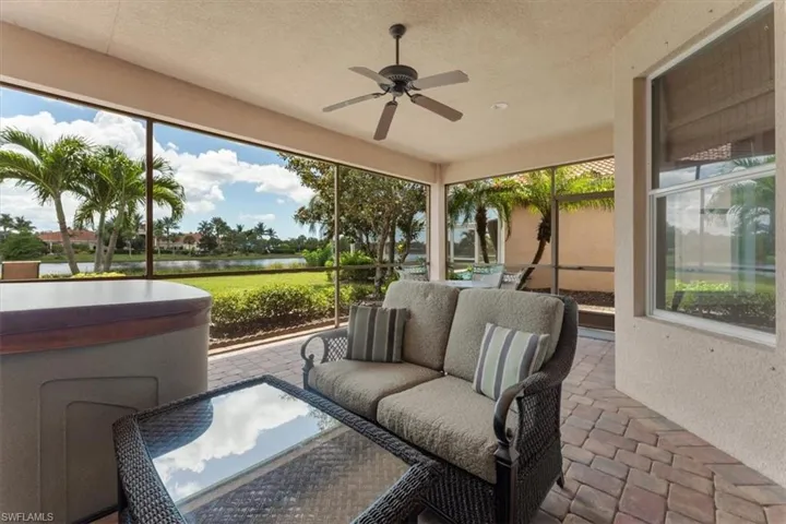 Covered/screened lanai with wide lake views