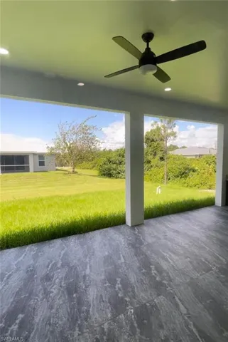 View of patio / terrace featuring ceiling fan