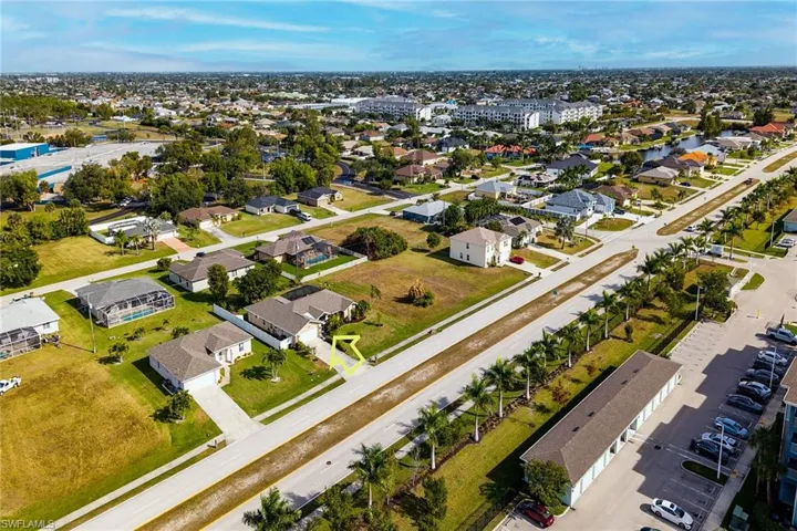 Aerial perspective of suburban area