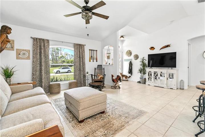 View of living room and entry