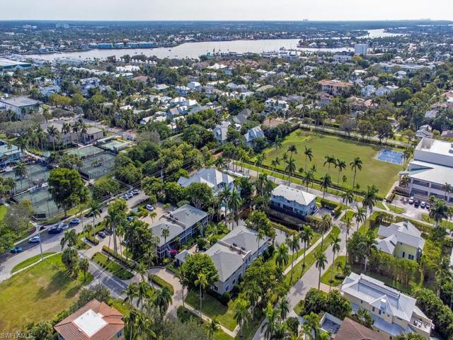 Cambier Court view to southeast Tennis Court of Cambier Park and Naples Bay