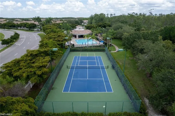Aerial view of a pool area