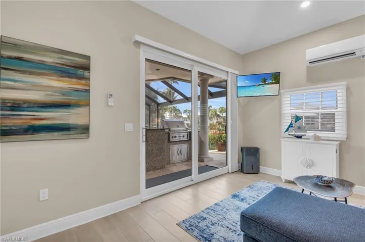 Living area with an AC wall unit