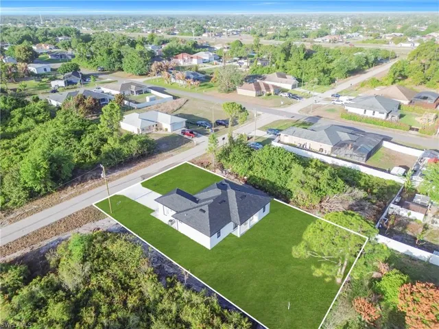 Aerial perspective of suburban area