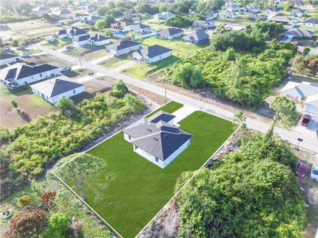 Aerial perspective of suburban area