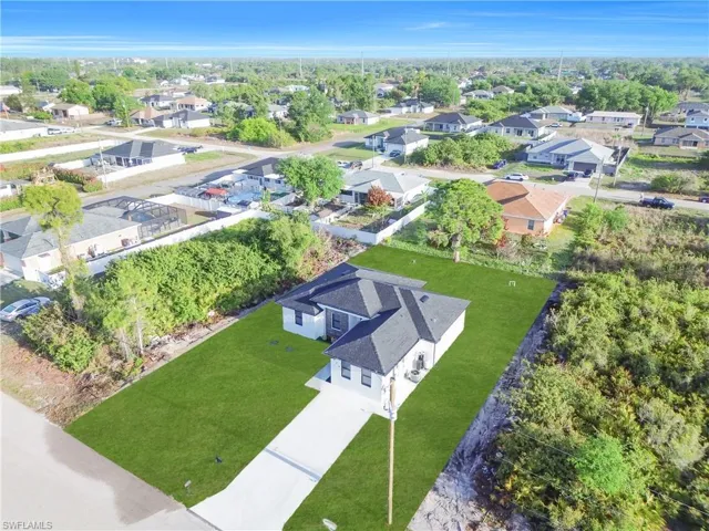 Aerial perspective of suburban area