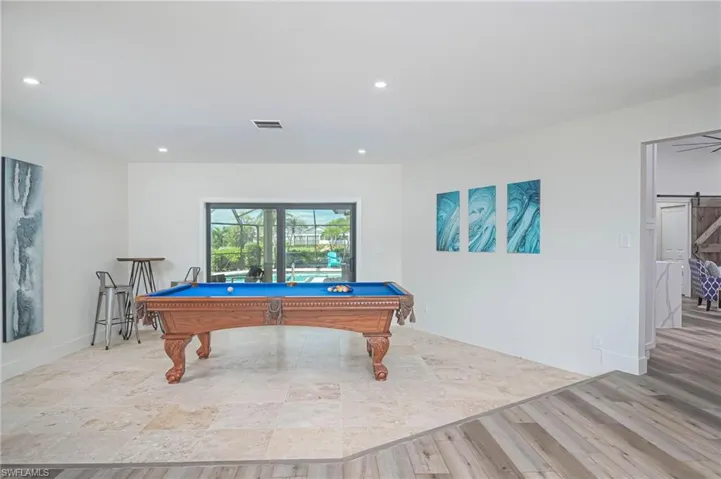 Accented by travertine flooring!