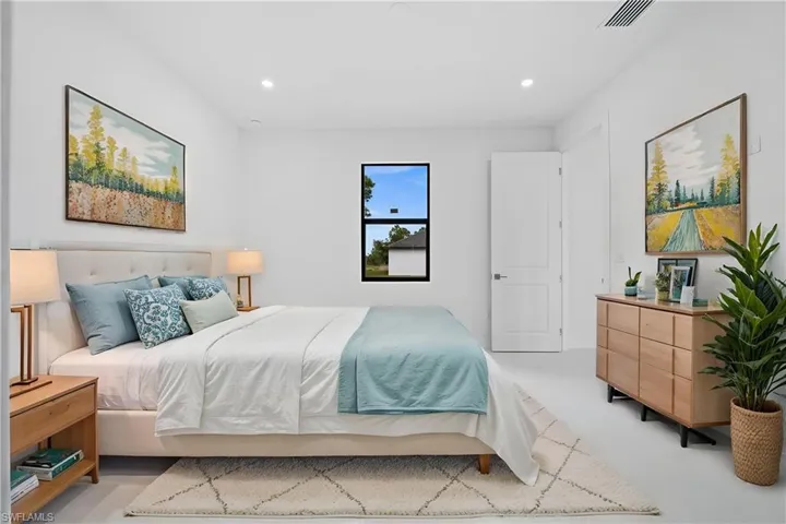 Bedroom with recessed lighting