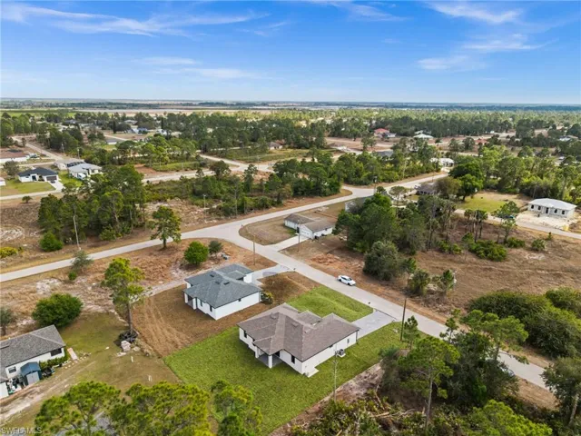Aerial perspective of suburban area