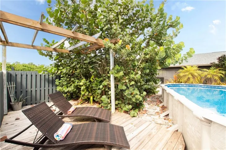 Wooden deck with a pergola