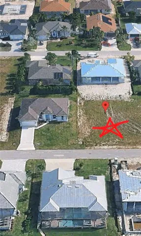 Aerial perspective of suburban area