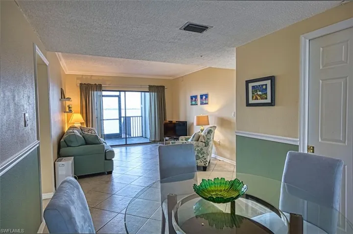 Dining room over looking the den/living area