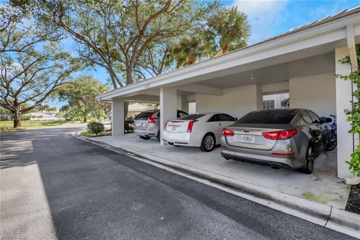 View of covered parking lot
