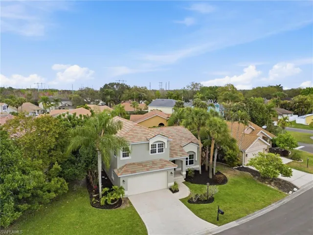 Aerial perspective of suburban area