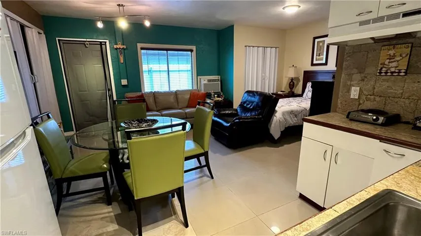View of tiled dining space