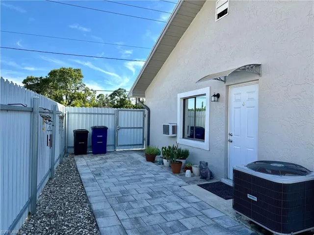 View of patio with cooling unit