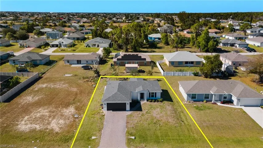 Birds eye view of property with a residential view